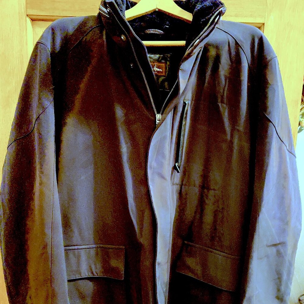 Cole Haan Men's Black Insulated Lambskin Lined Coat Size Large